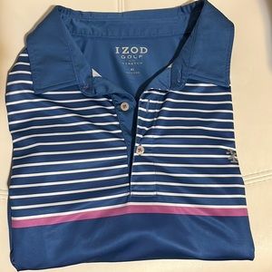 Izod Blue/White/Pink Short Sleeve Golf Polo Shirt Size XL